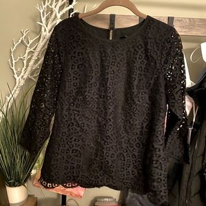 J. Crew Black Lace Blouse Sz 6
